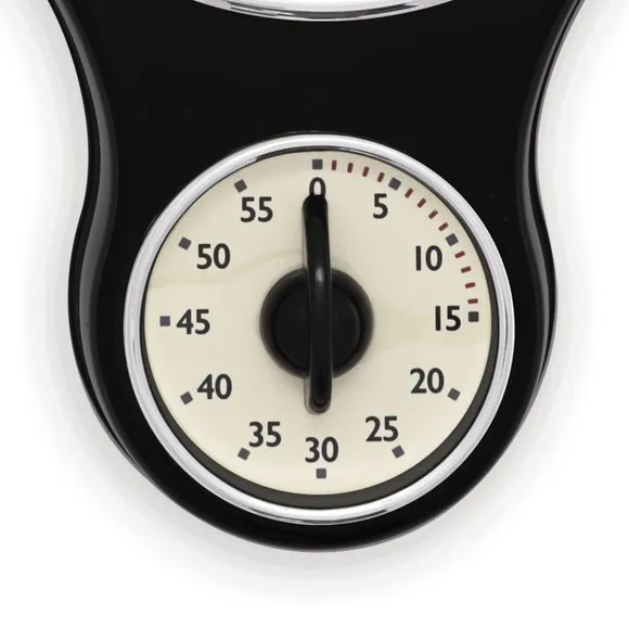 Retro Wall Clock with Timer - Black