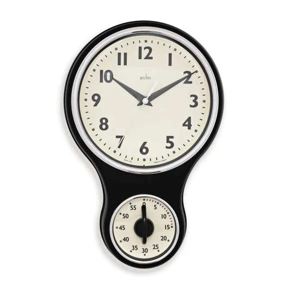 Retro Wall Clock with Timer - Black image