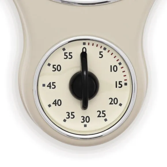 Retro Wall Clock with Timer - Cream