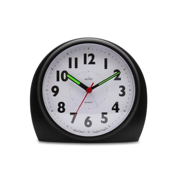 Round Alarm Clock Non-Ticking - Black