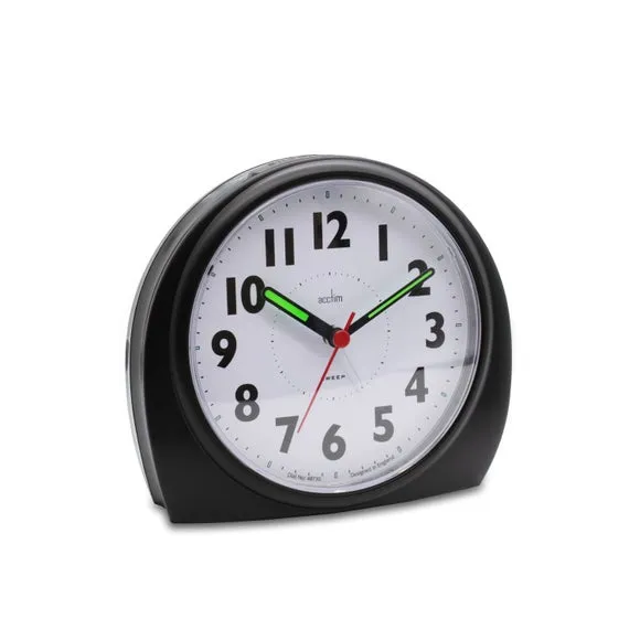 Round Alarm Clock Non-Ticking - Black