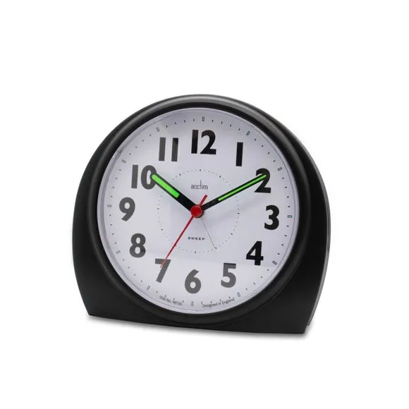Round Alarm Clock Non-Ticking - Black