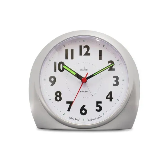 Round Alarm Clock Non-Ticking - Silver