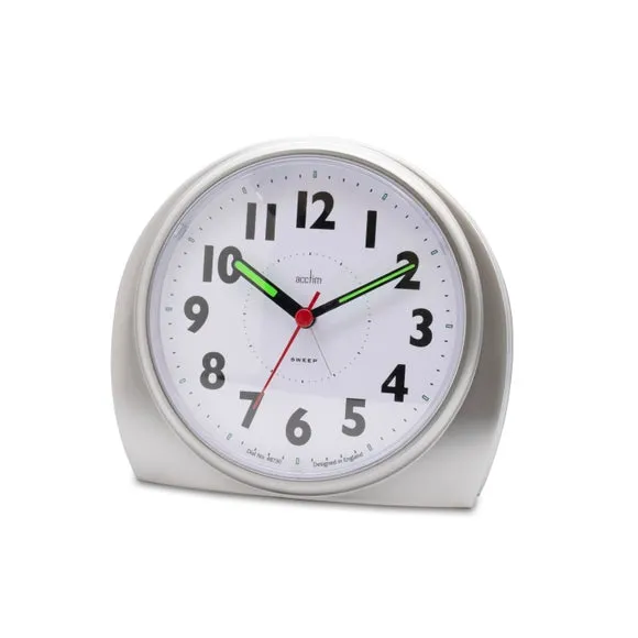 Round Alarm Clock Non-Ticking - Silver