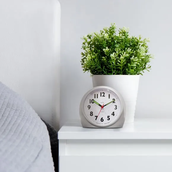 Round Alarm Clock Non-Ticking - Silver