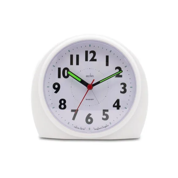 Round Alarm Clock Non-Ticking - White