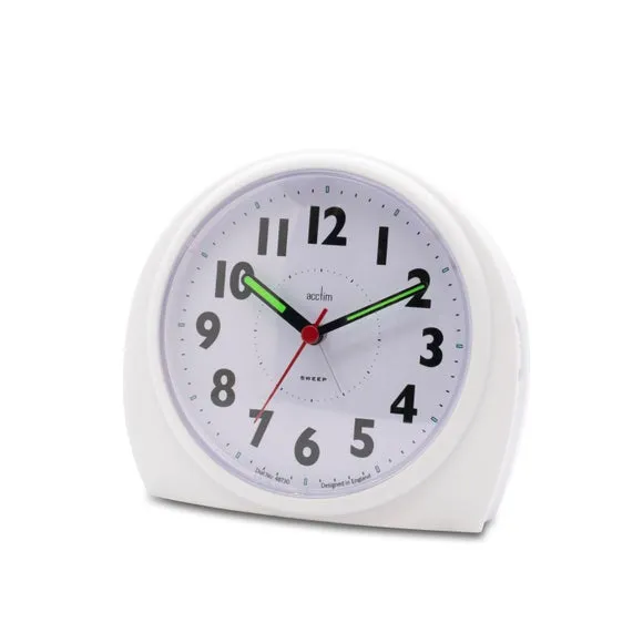 Round Alarm Clock Non-Ticking - White
