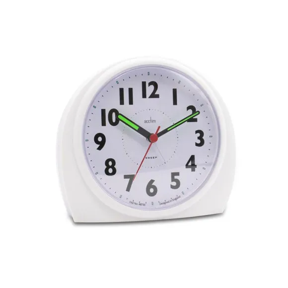 Round Alarm Clock Non-Ticking - White