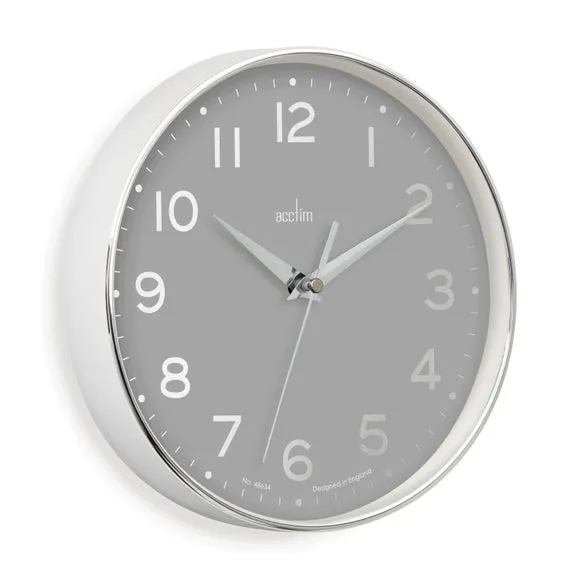 Round Wall Clock with Analog Display - Grey