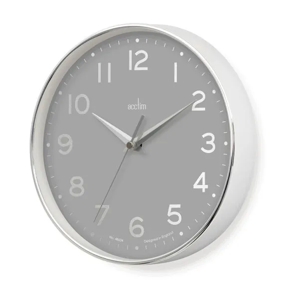 Round Wall Clock with Analog Display - Grey