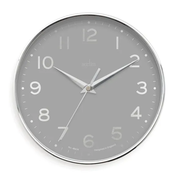Round Wall Clock with Analog Display - Grey