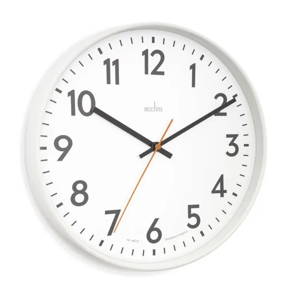 Round Wall Clock with Glass Lens - White