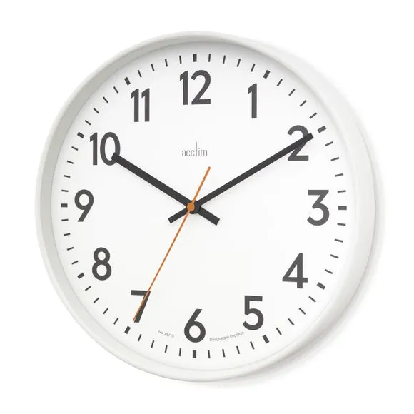 Round Wall Clock with Glass Lens - White