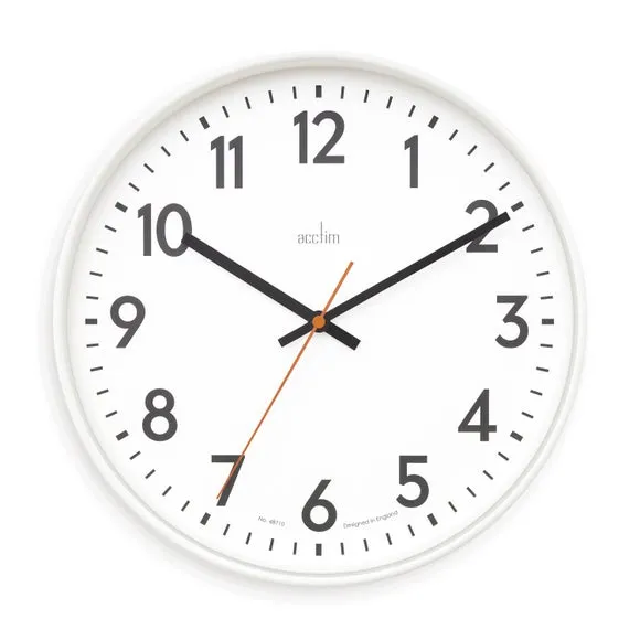 Round Wall Clock with Glass Lens - White image