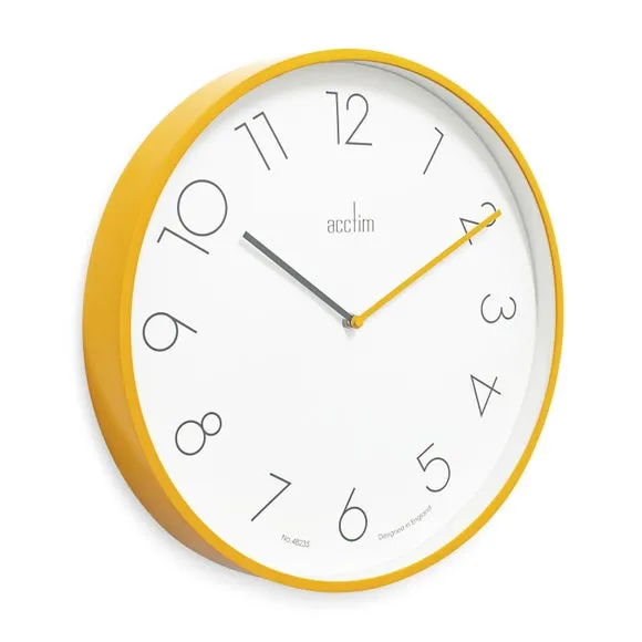 Round Wall Clock with Quartz Movement - Mustard