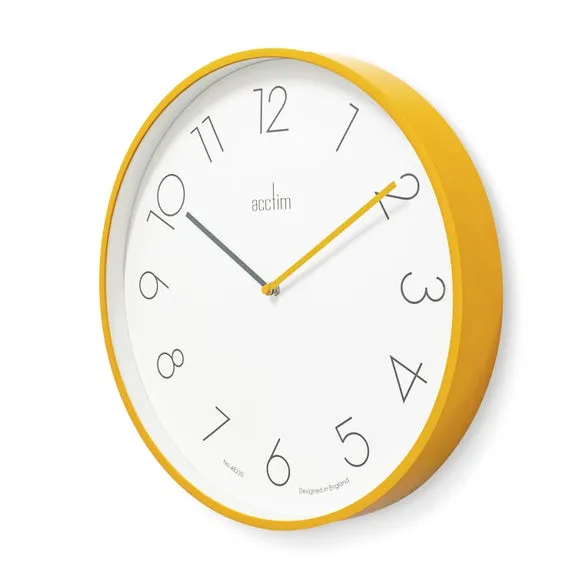 Round Wall Clock with Quartz Movement - Mustard