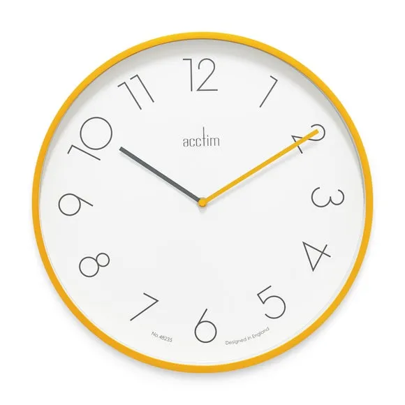 Round Wall Clock with Quartz Movement - Mustard
