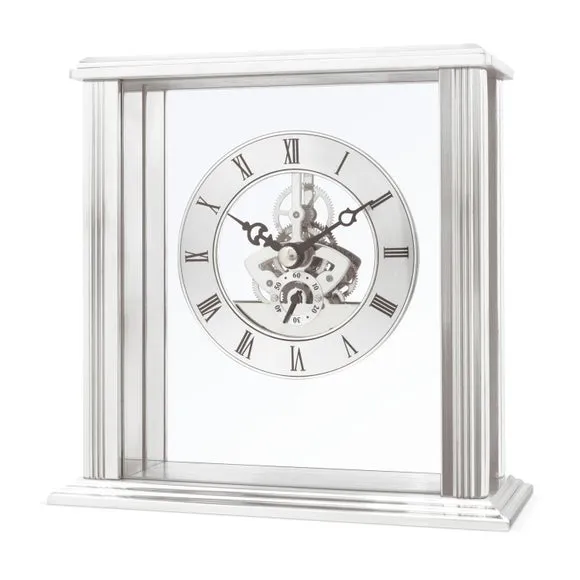 Skeleton Mantel Clock - Silver, Metal