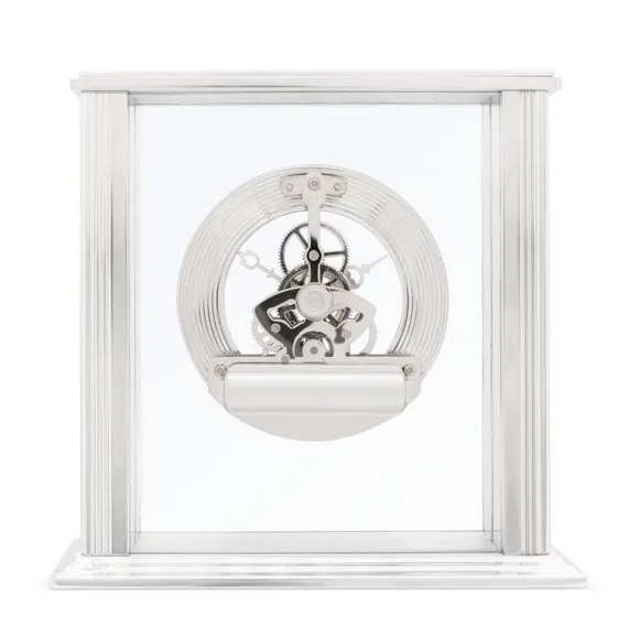 Skeleton Mantel Clock - Silver, Metal