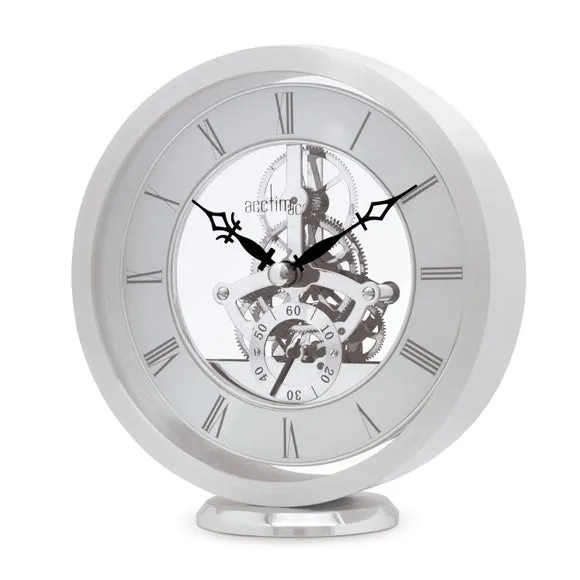 Skeleton Mantel Clock - Silver, Metal