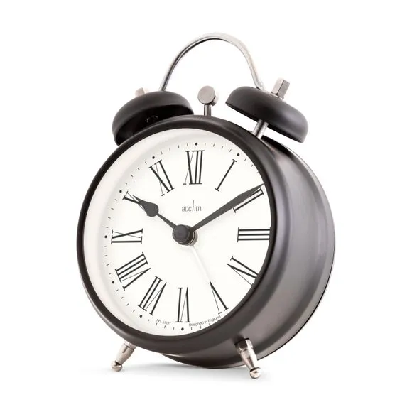Small Alarm Clock Roman Numerals - Black, Metal