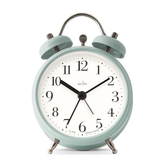 Small Alarm Clock Roman Numerals - Sage, Metal
