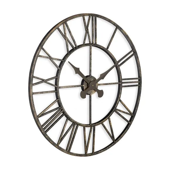 Vintage Wall Clock with Roman Numerals - Black