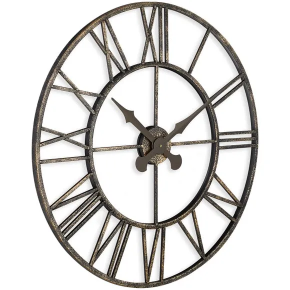 Vintage Wall Clock with Roman Numerals - Black