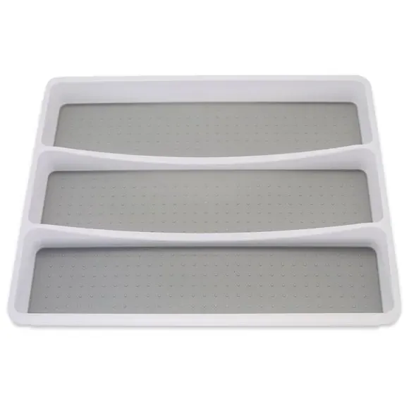 3-Part Drawer Organiser with Non-Slip - White
