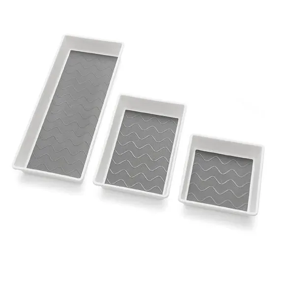 3-Piece Drawer Organizer Set - White, Plastic image