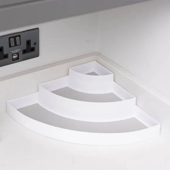 3-Tier Corner Storage Shelf - White, Plastic