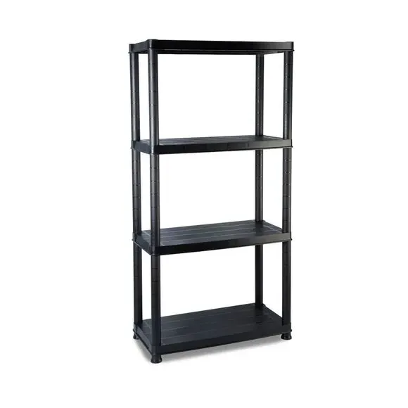 4-Tier Freestanding Storage Unit - Black, Plastic