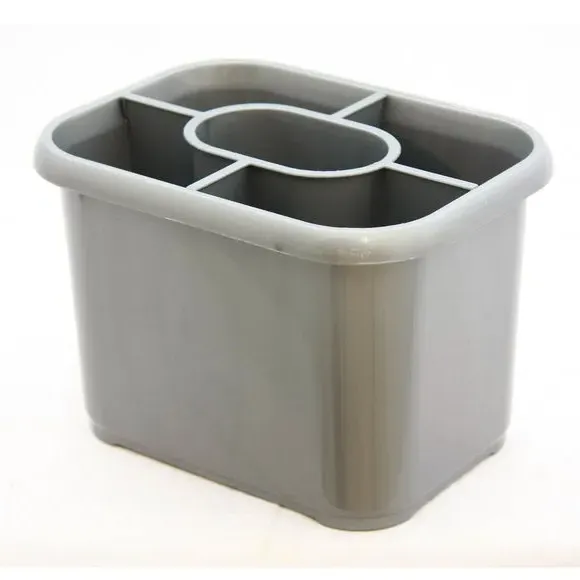 5-Section Cutlery Drainer - Metallic Grey, Plastic image
