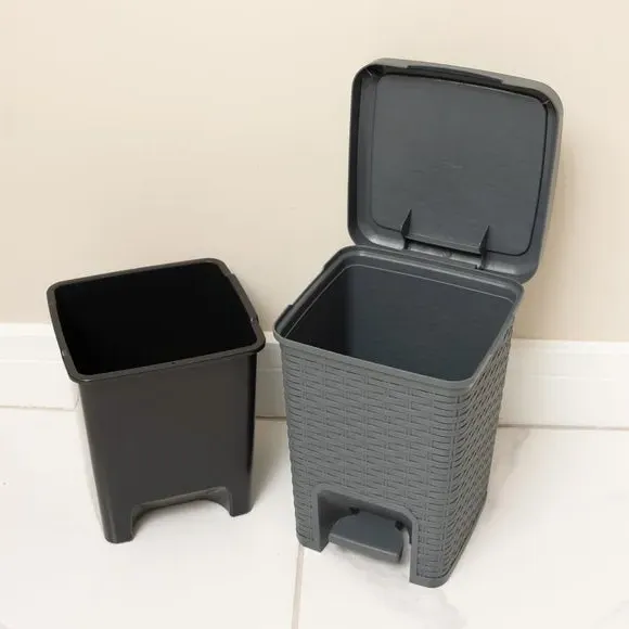 6L Pedal Bin with Inner Bucket - Charcoal, Rattan