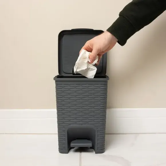 6L Pedal Bin with Inner Bucket - Charcoal, Rattan