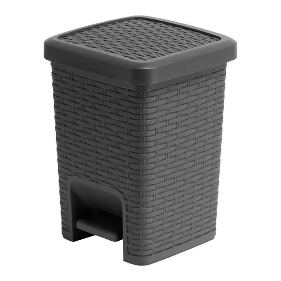 6L Pedal Bin with Inner Bucket - Charcoal, Rattan