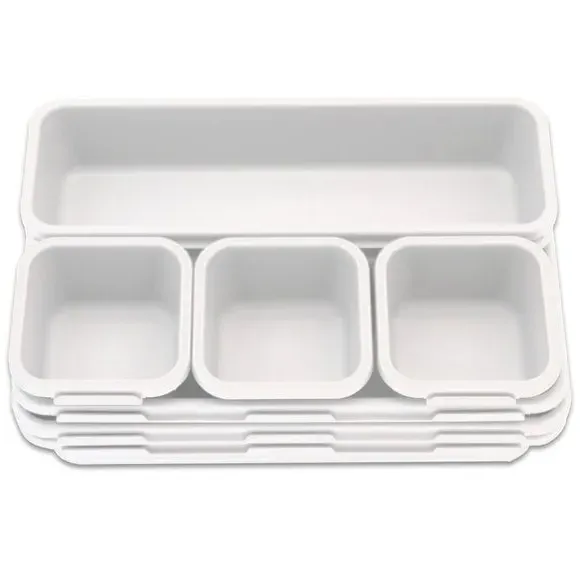 8-Piece Drawer Organiser Set - White, Plastic