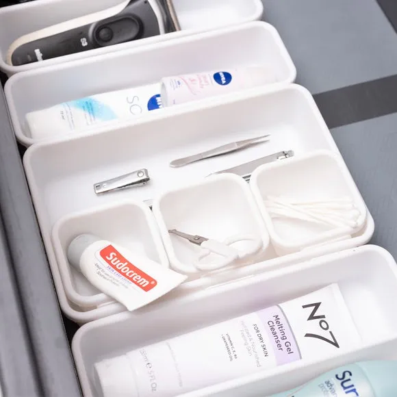 8-Piece Drawer Organiser Set - White, Plastic