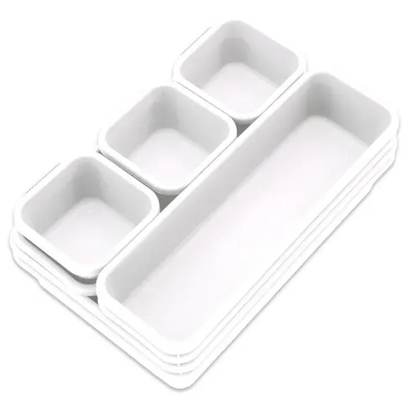 8-Piece Drawer Organiser Set - White, Plastic