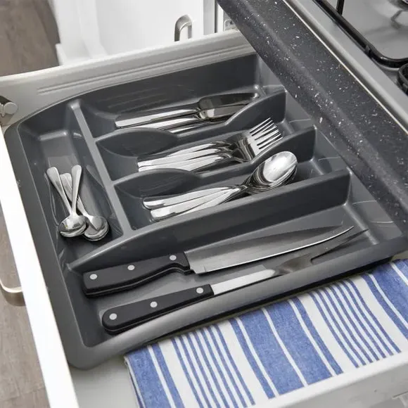 Cutlery Drawer Organiser - Metallic Grey