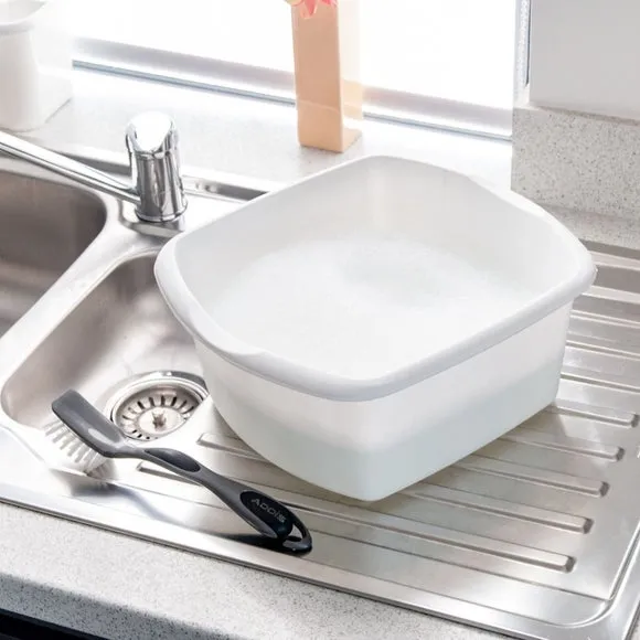 Rectangular Washing Up Bowl - White, Plastic image