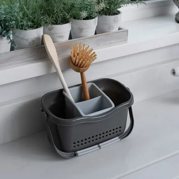 Sink Caddy with Handle - Grey, Metallic