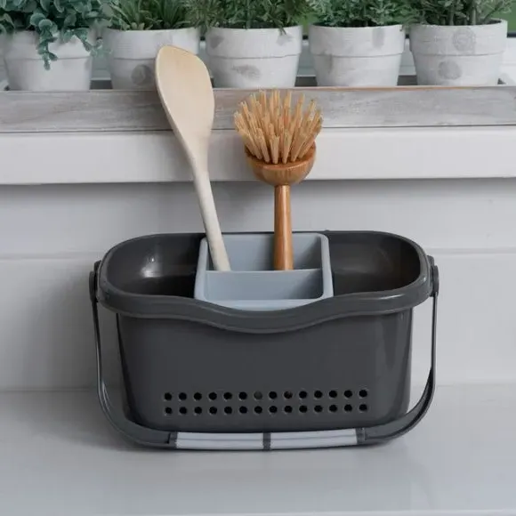 Sink Caddy with Handle - Grey, Metallic