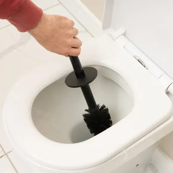 Toilet Brush & Bin Set - Black, Rattan