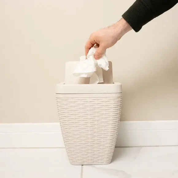Toilet Brush & Bin Set - Cream, Plastic