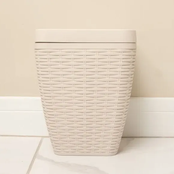 Toilet Brush & Bin Set - Cream, Plastic image