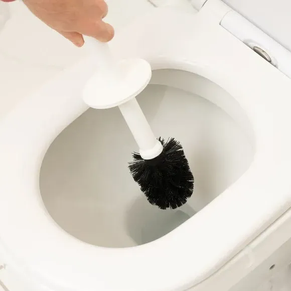 Toilet Brush & Bin Set - White, Rattan Design