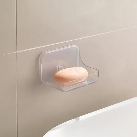 Wall-Mount Soap Dish with Adhesive - Clear, Acrylic