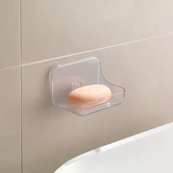 Wall-Mount Soap Dish with Adhesive - Clear, Acrylic