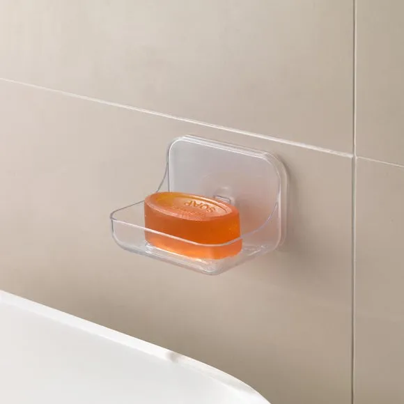 Wall-Mount Soap Dish with Adhesive - Clear, Acrylic